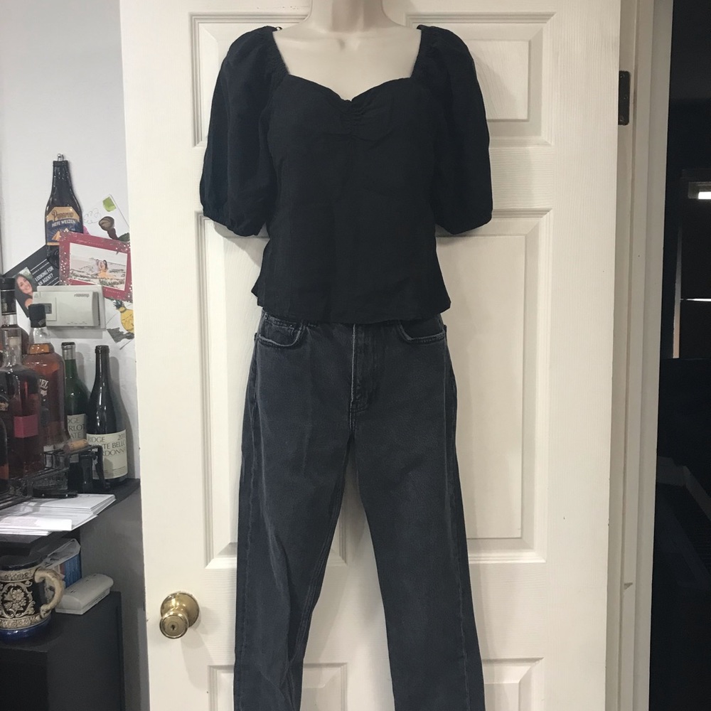 h&m black reformation inspired blouse
